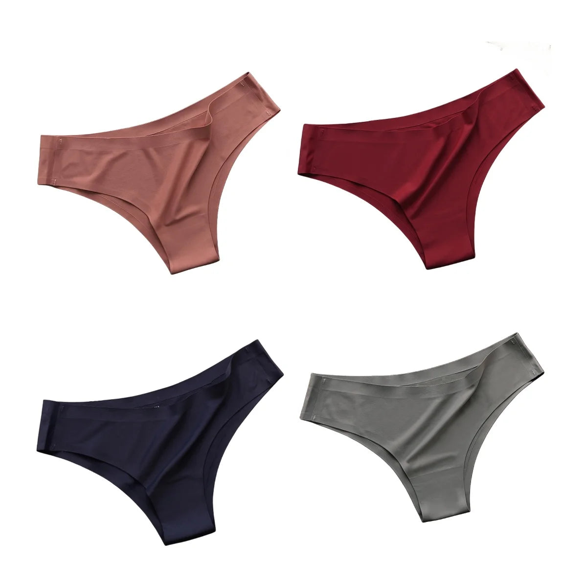 4PCS Seamless Women’s G-String Panties Set – Ultra-Thin Ice Silk Low Waist Invisible Briefs, Soft Breathable Cotton Crotch Underwear