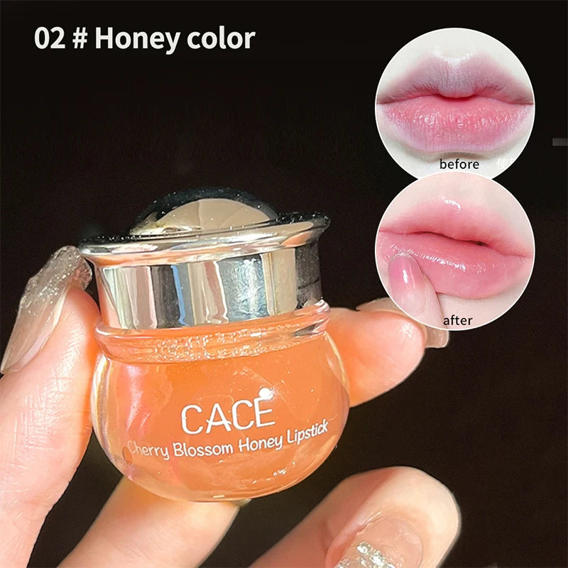CACE Cherry Blossom Honey Lip Balm – Deep Hydration, Plumping Effect, Non-Sticky Glossy Finish, Nourishing Daily Lip Care (5g)