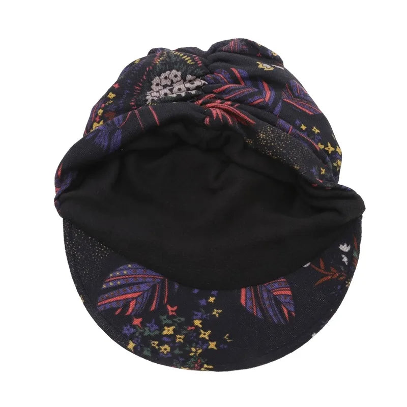 Women Autumn Winter Peaked Cap with Earflap – Warm Foldable Floral Print Casual Hat