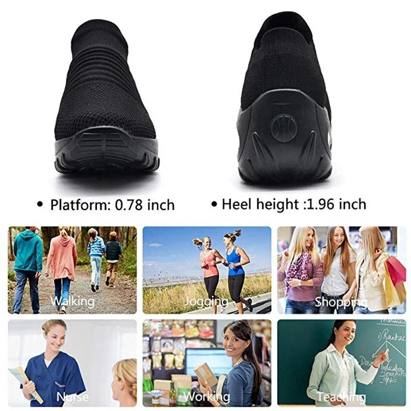 Women’s Breathable Mesh Slip-On Sneakers – Lightweight Casual Running Shoes with Cushioned Rubber Sole (Spring/Autumn)