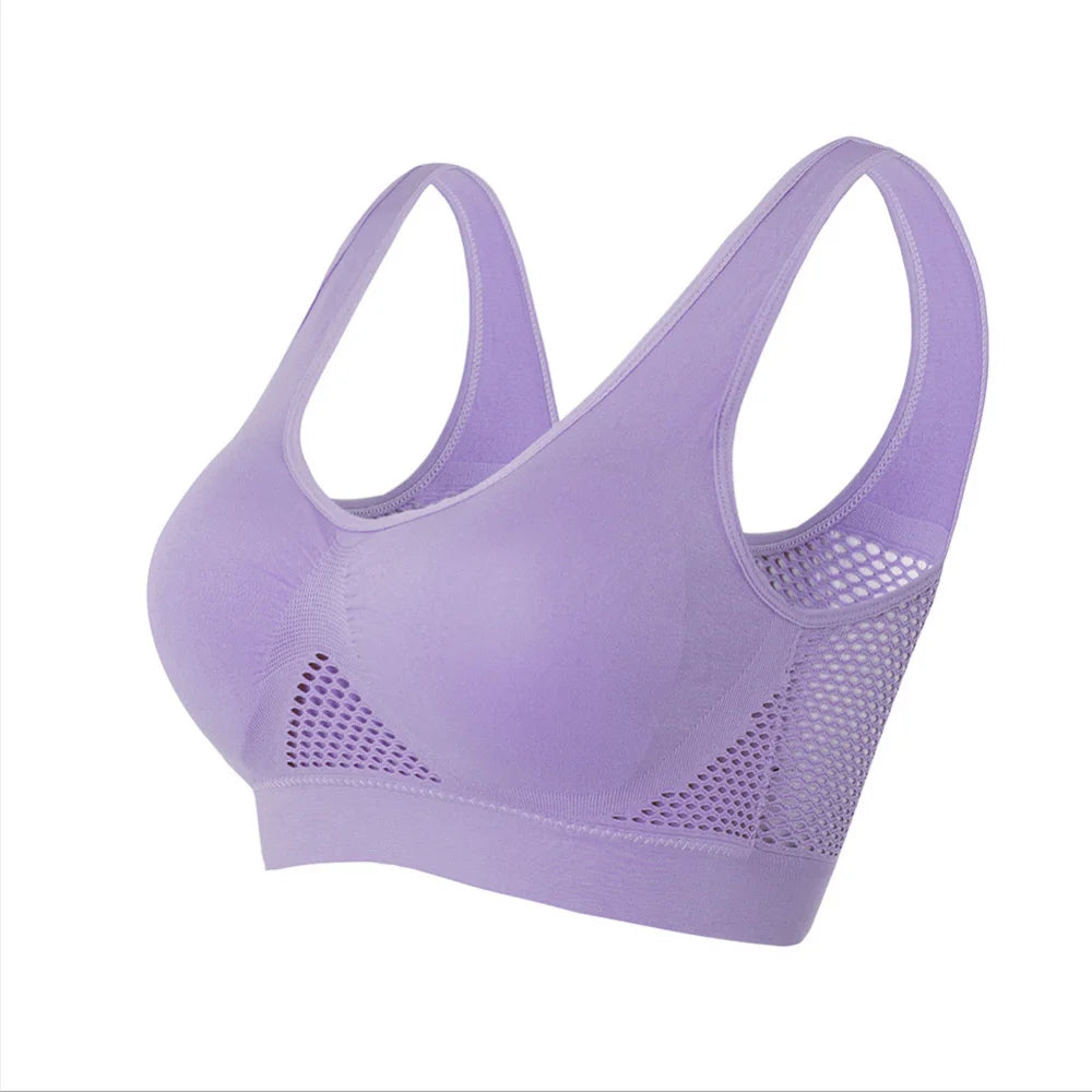 Seamless Mesh Sports Bra for Women – Breathable, Shockproof Wireless Fitness Crop Top (Plus Size up to 6XL)