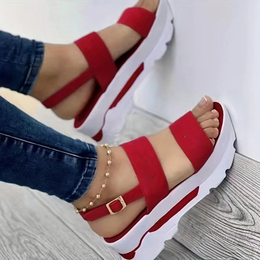 Women’s Open Toe Wedge Sandals – Non-Slip Casual Peep Toe Slippers, 3–5cm Heel