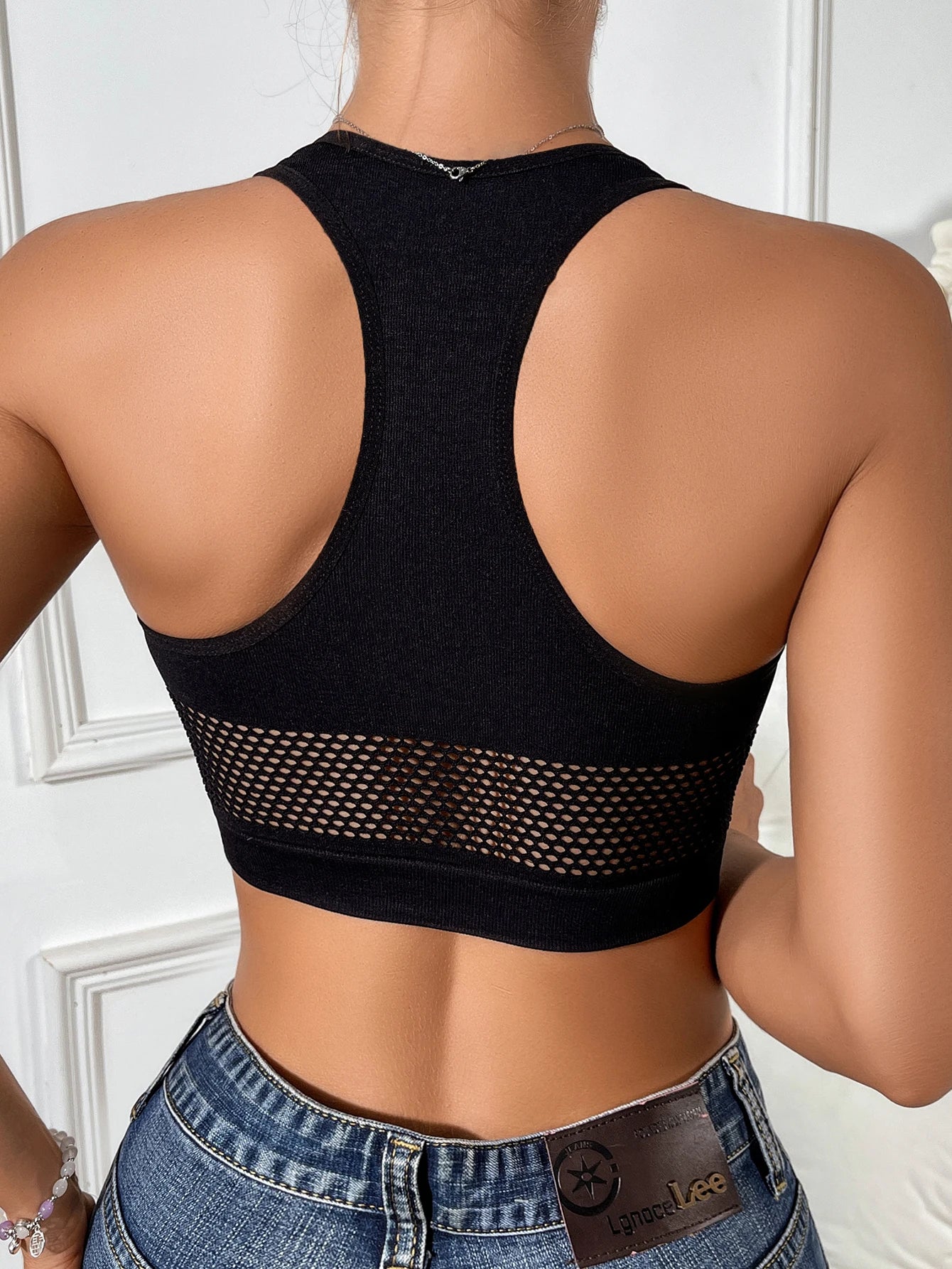 Women Sexy Fishnet Hollow Out Off Shoulder Crop Tank Top – Stretchy Polyamide Sleeveless Camisole Vest