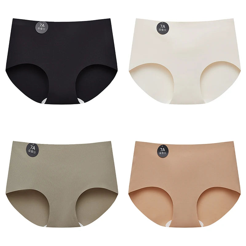 FallSweet 4-Pack Seamless Ice Silk Women’s Panties – Soft Breathable Mid-Rise No-Show Briefs Underwear
