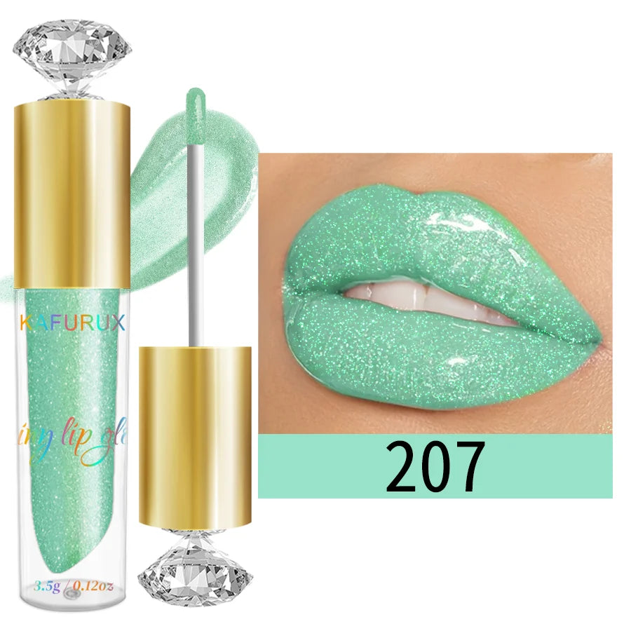 9-Color Diamond Shimmer Glitter Lip Gloss – Moisturizing Long-Lasting Sparkling Liquid Lipstick with Pearl Finish (3.5g)