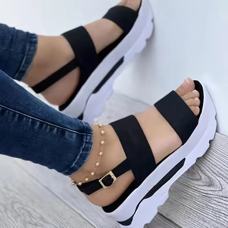 Women’s Open Toe Wedge Sandals – Non-Slip Casual Peep Toe Slippers, 3–5cm Heel