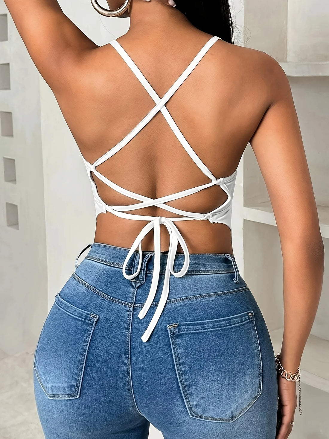 White Women’s Oversized Woven Vest – Casual Loose Fit Summer Top