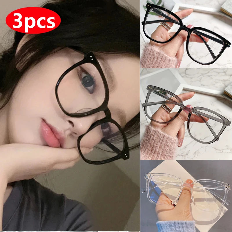 Anti-Blue Light Retro Flat Frame Glasses for Women – Hiking & Camping Eyewear (1/2/3 Pack)