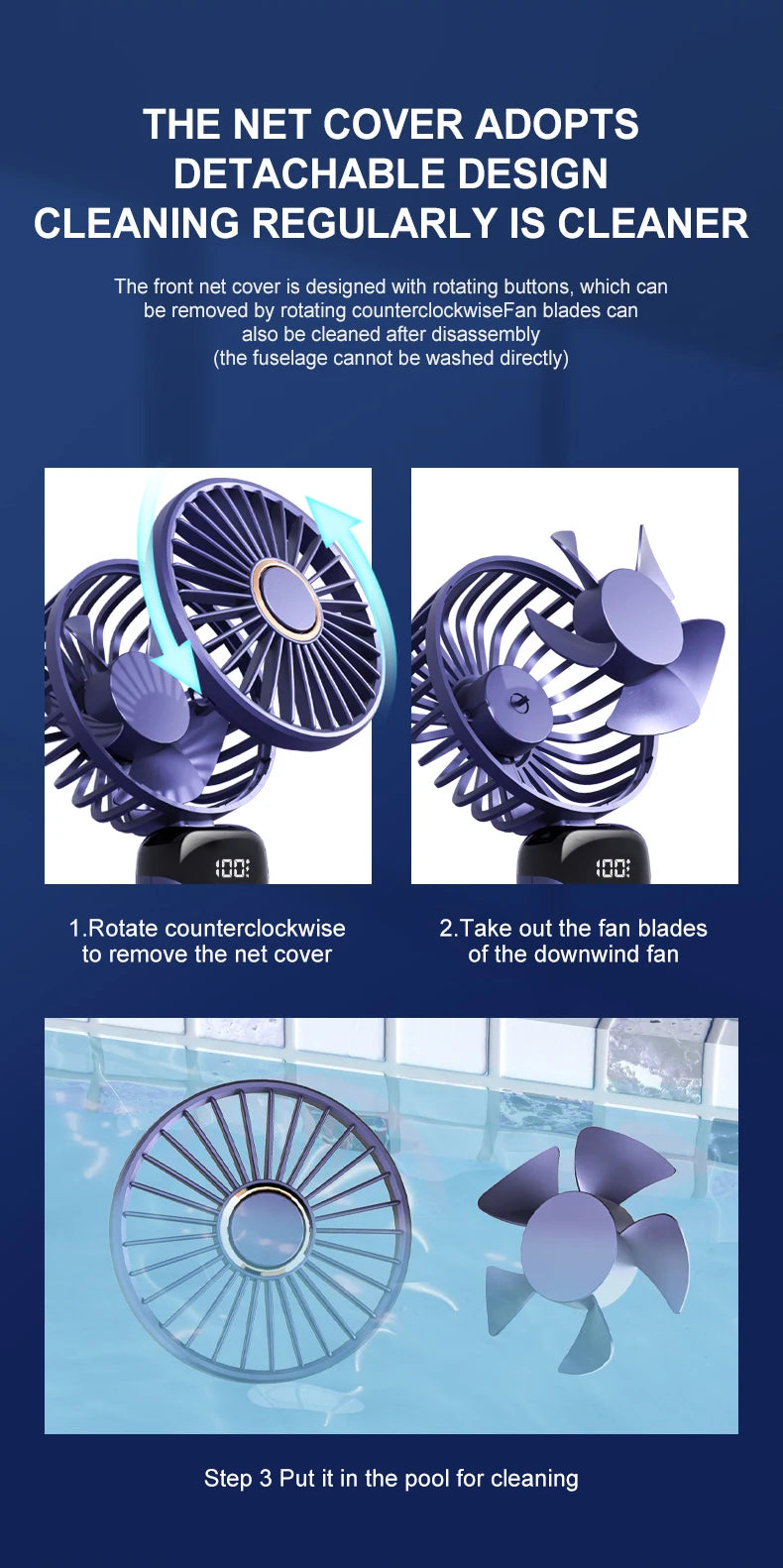USB Rechargeable Foldable Neck Fan – Portable Handheld Mini Fan with 5-Speed Cooling, Digital Display & Phone Stand, Travel-Friendly Hands-Free Design