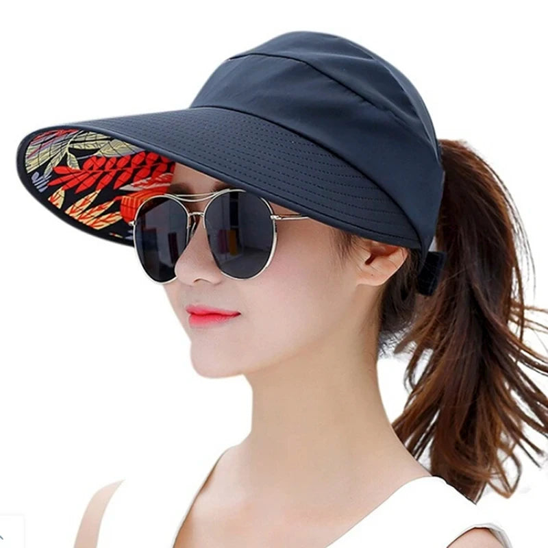 Women’s Foldable Wide Brim Sun Hat – UV Protection Summer Beach Visor Cap, Casual Lightweight Holiday Hat
