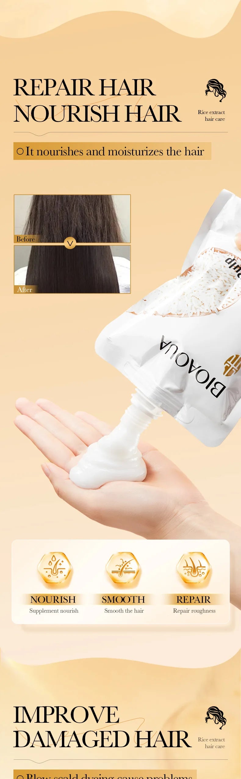 Magical Keratin Hair Mask – 5-Second Repair Treatment for Damaged, Frizzy Hair | Rice Extract Moisturizing Conditioner for Smooth, Shiny Hair