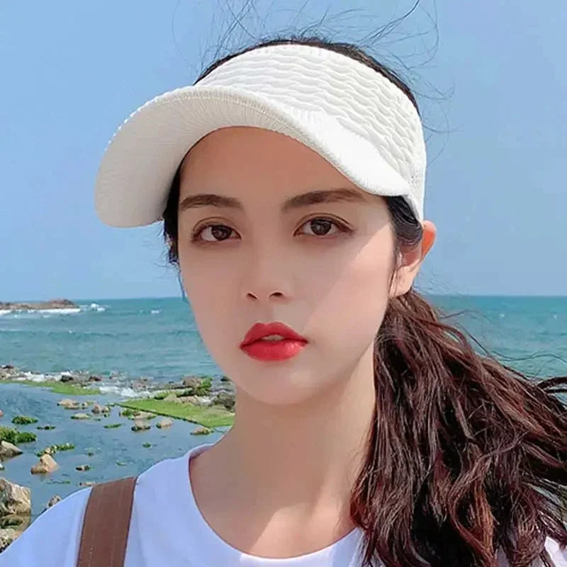 Women’s Anti-UV Breathable Adjustable Sun Visor Hat – Lightweight Outdoor Sports Cap for Tennis, Golf, Running & Beach