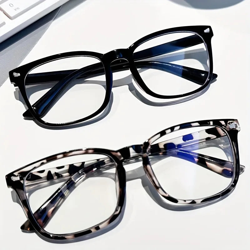3pcs Lightweight Square Blue Light Blocking Glasses – Minimalist PC Full Frame Clear Lens Eyewear for Women