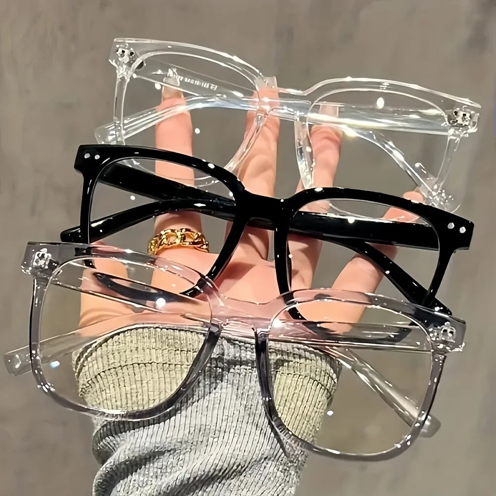 3-Pack Universal Square Frame Fashion Glasses – Clear Black Campus Style Eyewear for Back to School Use