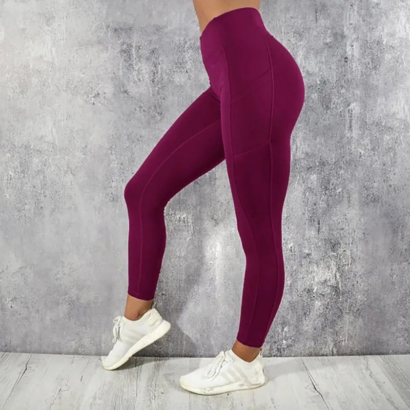 High Waist Yoga Leggings for Women – Butt Lifting Gym & Running Tights with Pocket, Stretchy Ankle-Length Sports Pants