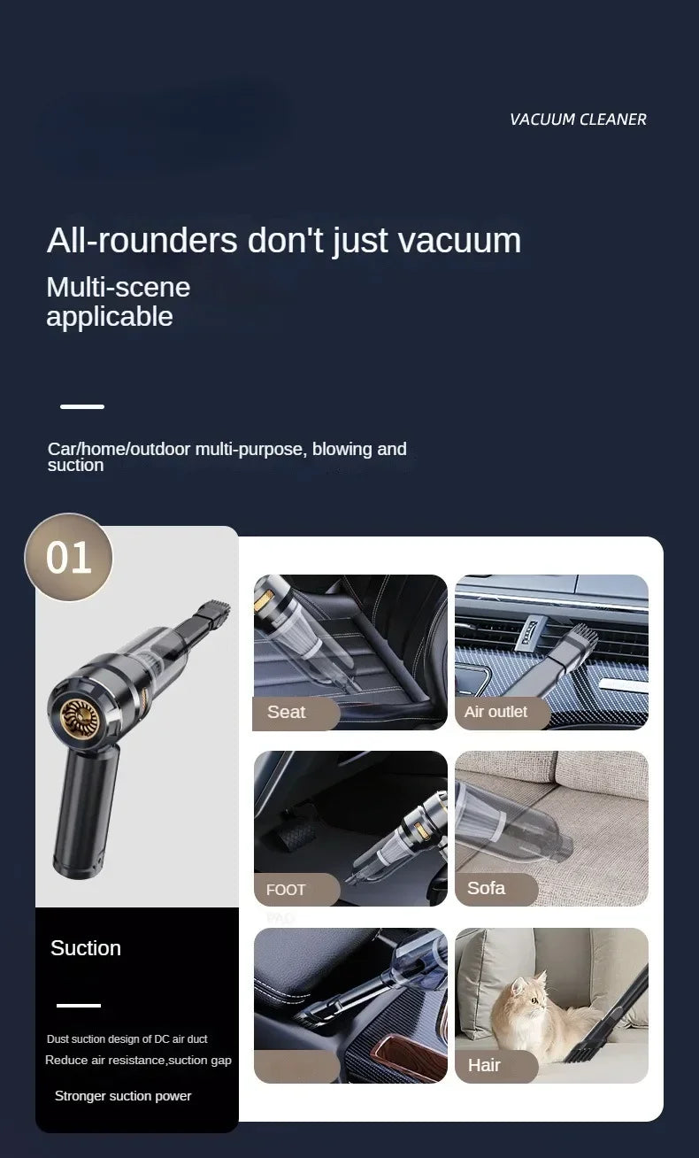 Cordless High Power Car Vacuum Cleaner – Portable Handheld Brushless Motor Air Duster for Home & Auto Cleaning