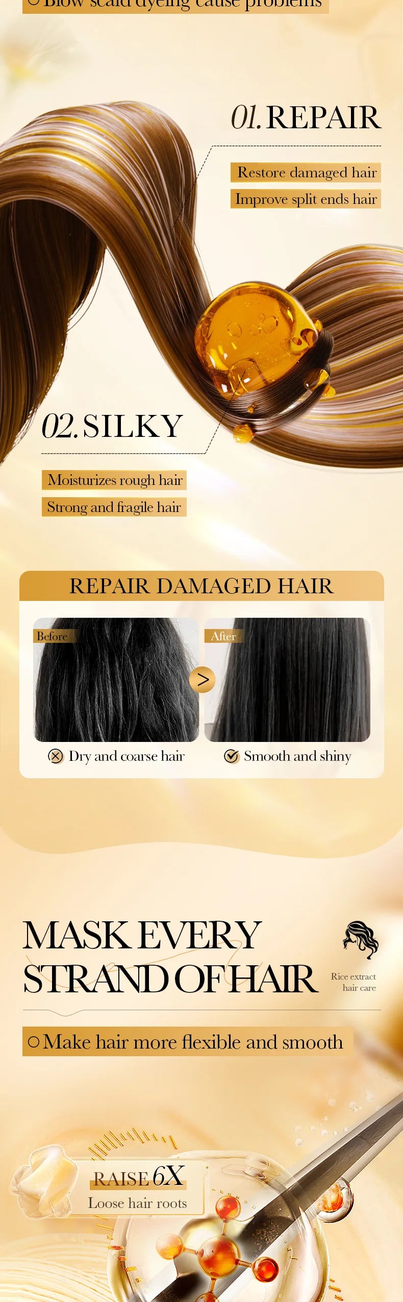 Magical Keratin Hair Mask – 5-Second Repair Treatment for Damaged, Frizzy Hair | Rice Extract Moisturizing Conditioner for Smooth, Shiny Hair