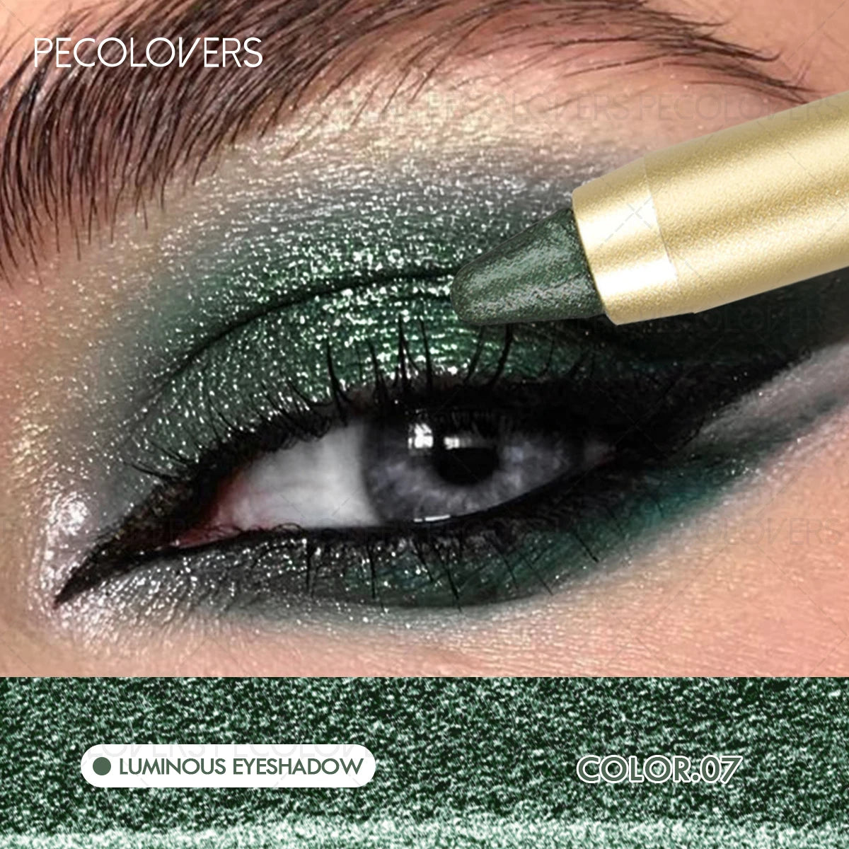 Smudge-Proof Waterproof Dual-Ended Eyeshadow Stick with Sponge Brush – Glitter & Matte Finishes