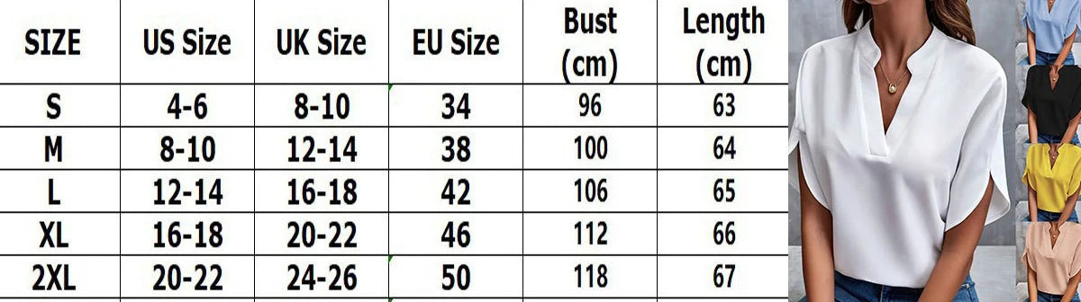 Women’s Summer Solid Color Casual Pullover Shirt – Short Sleeve Loose Fit V-Neck Lightweight Chiffon Blouse Top