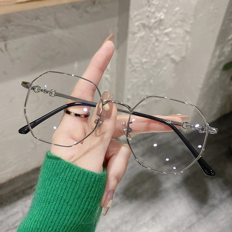 Classic Women’s Blue Light Blocking Round Metal Eyeglasses Frame – Lightweight Alloy Spring Hinge Optical Glasses