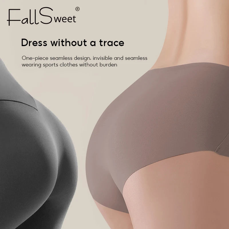 FallSweet 4-Pack Seamless Ice Silk Women’s Panties – Soft Breathable Mid-Rise No-Show Briefs Underwear