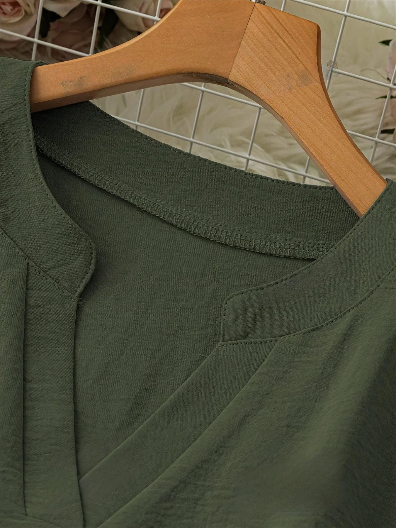 Women’s Plus Size Casual Loose Long Sleeve V-Neck Stand Collar Top – Polyester Blend Spring/Summer Shirt