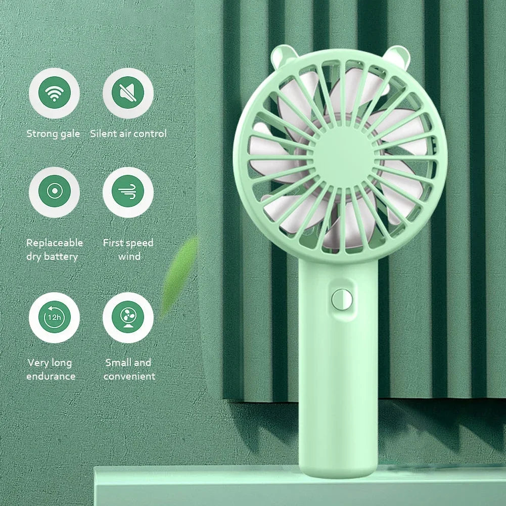 Portable Mini USB Rechargeable Handheld Cooling Fan – Compact Silent Personal Cooler for Travel, Desk & Eyelash Drying