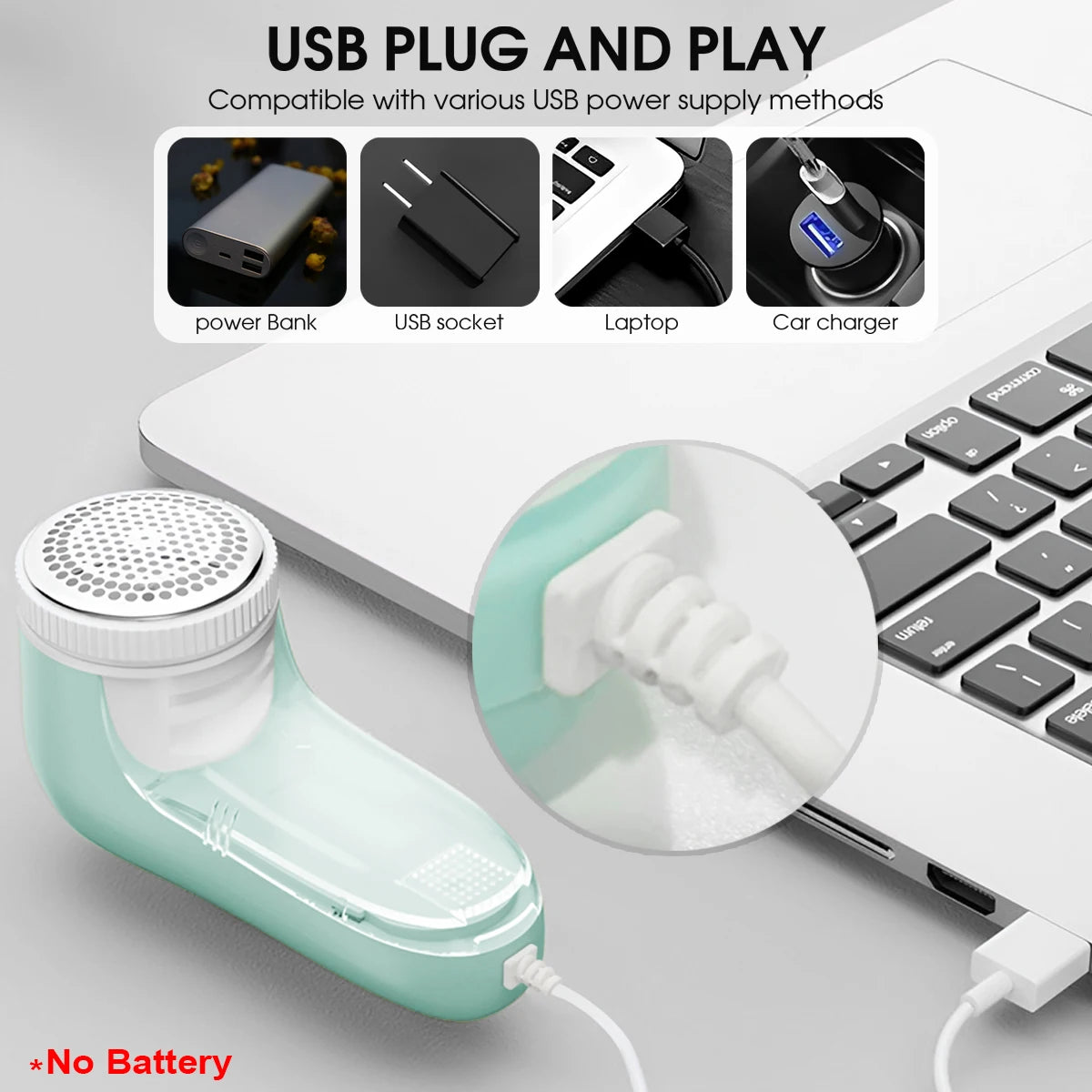 Electric Fabric Lint Remover – Portable Clothes Shaver with Stainless Steel Blades, USB 5V/2A Rechargeable Fuzz & Pill Remover for Wool & Garments