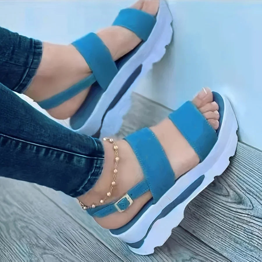 Women’s Open Toe Wedge Sandals – Non-Slip Casual Peep Toe Slippers, 3–5cm Heel