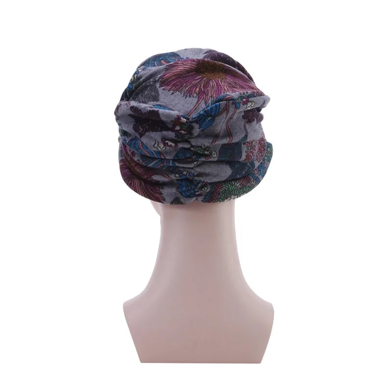 Women Autumn Winter Peaked Cap with Earflap – Warm Foldable Floral Print Casual Hat