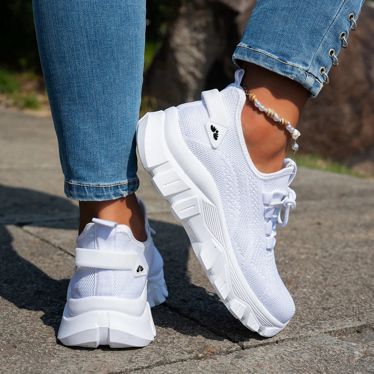 Women’s Lightweight Breathable Mesh Slip-On Walking Shoes – Plus Size Comfort Non-Slip Flat Sole Casual Spring Sneakers