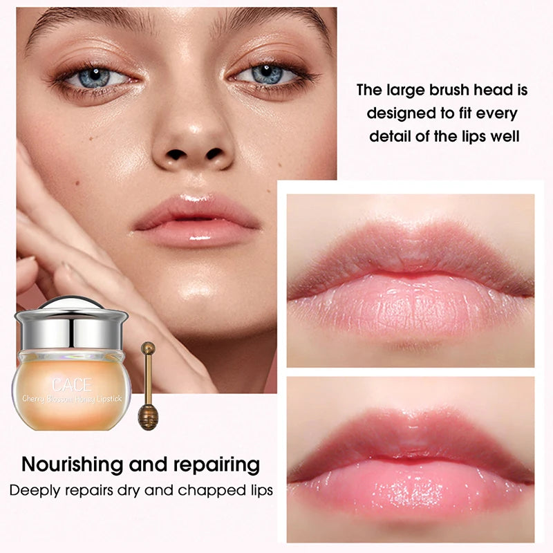 CACE Cherry Blossom Honey Lip Balm – Deep Hydration, Plumping Effect, Non-Sticky Glossy Finish, Nourishing Daily Lip Care (5g)