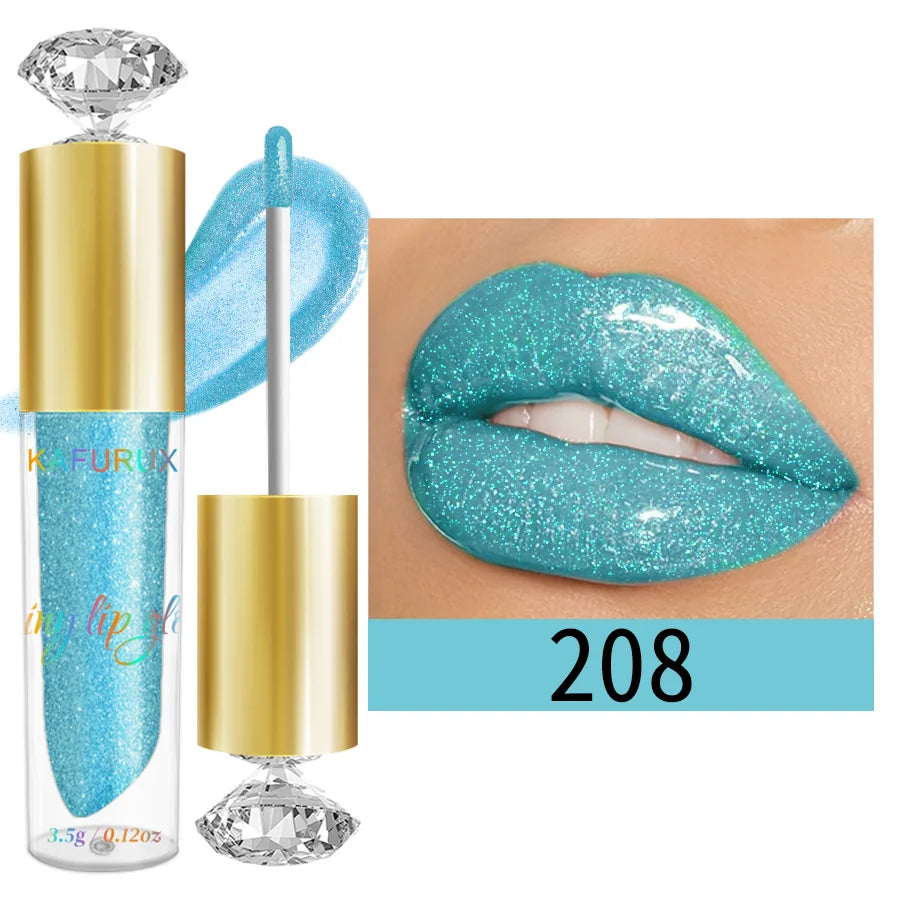 9-Color Diamond Shimmer Glitter Lip Gloss – Moisturizing Long-Lasting Sparkling Liquid Lipstick with Pearl Finish (3.5g)