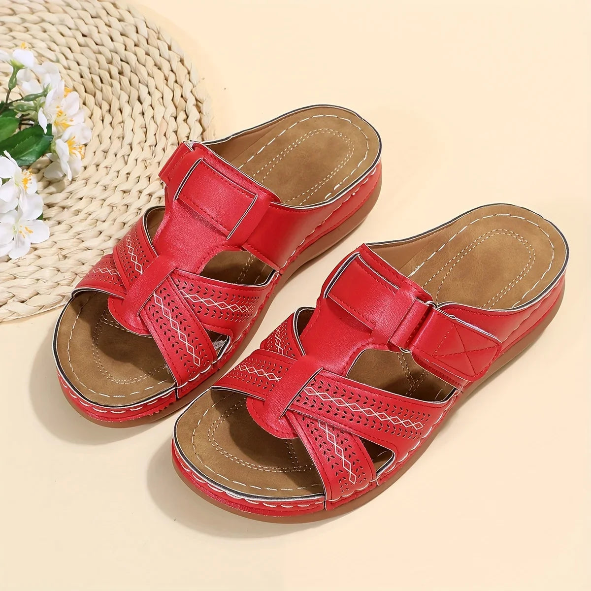 Women’s Comfortable Striped Fisherman Sandals – Arch Support, Lightweight Peep Toe Summer Slippers (3–5cm Heel)