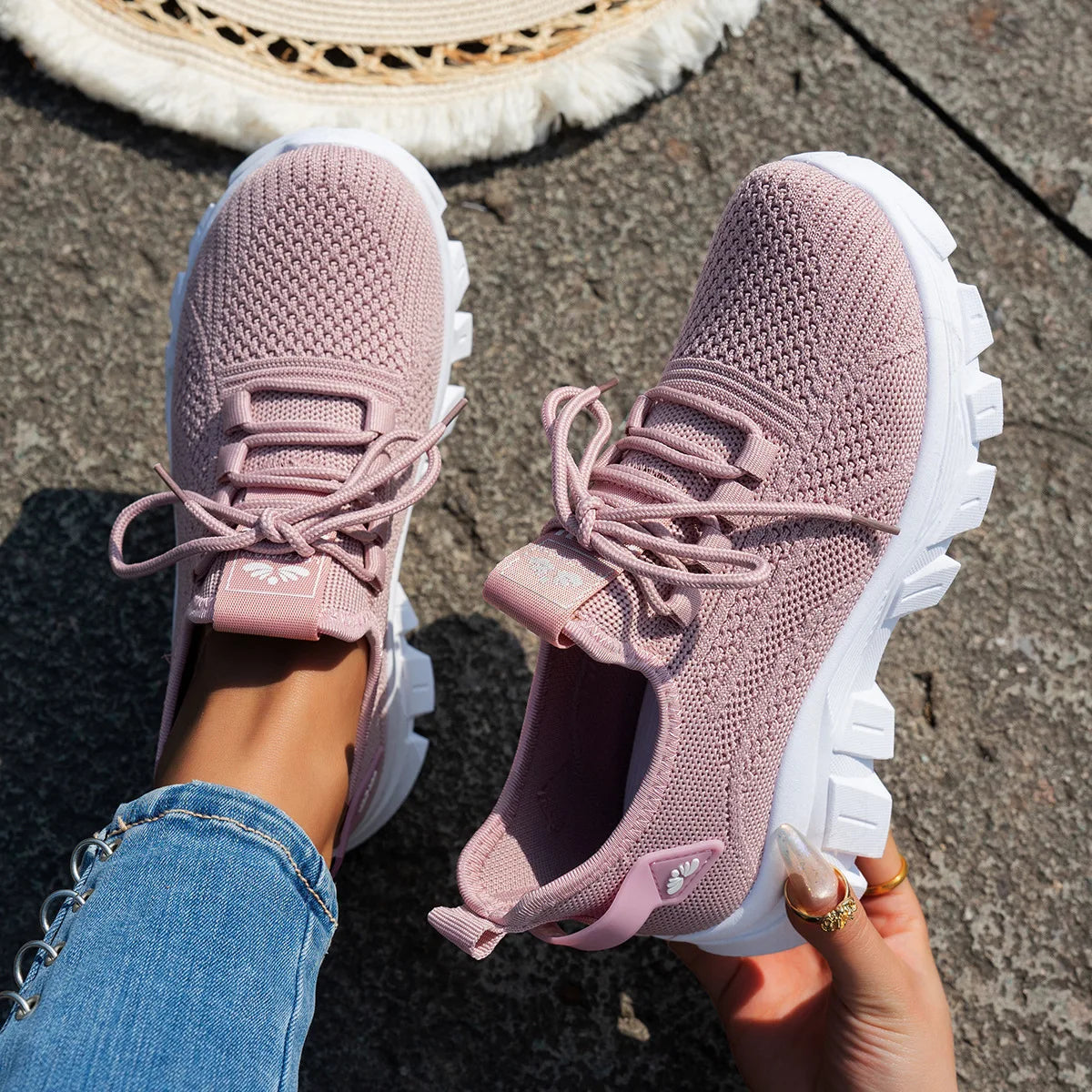 Women’s Lightweight Breathable Mesh Slip-On Walking Shoes – Plus Size Comfort Non-Slip Flat Sole Casual Spring Sneakers
