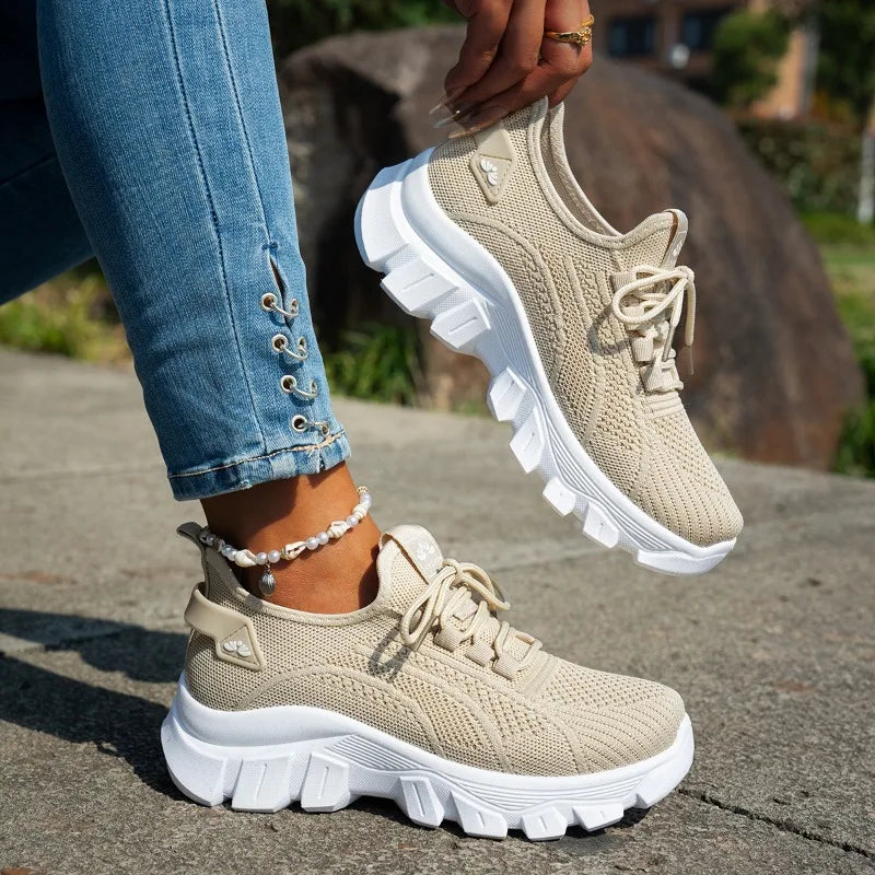 Women’s Lightweight Breathable Mesh Slip-On Walking Shoes – Plus Size Comfort Non-Slip Flat Sole Casual Spring Sneakers