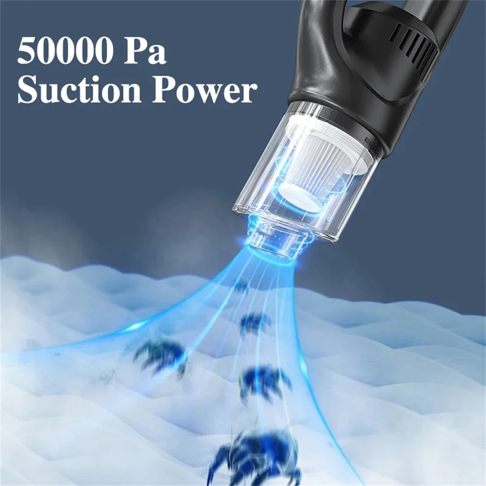 Cordless Handheld Vacuum Cleaner 50000Pa – Rechargeable Portable Mini Vacuum for Home, Car & Pet Hair Cleaning
