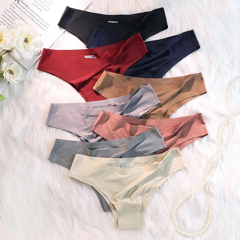 4PCS Seamless Women’s G-String Panties Set – Ultra-Thin Ice Silk Low Waist Invisible Briefs, Soft Breathable Cotton Crotch Underwear