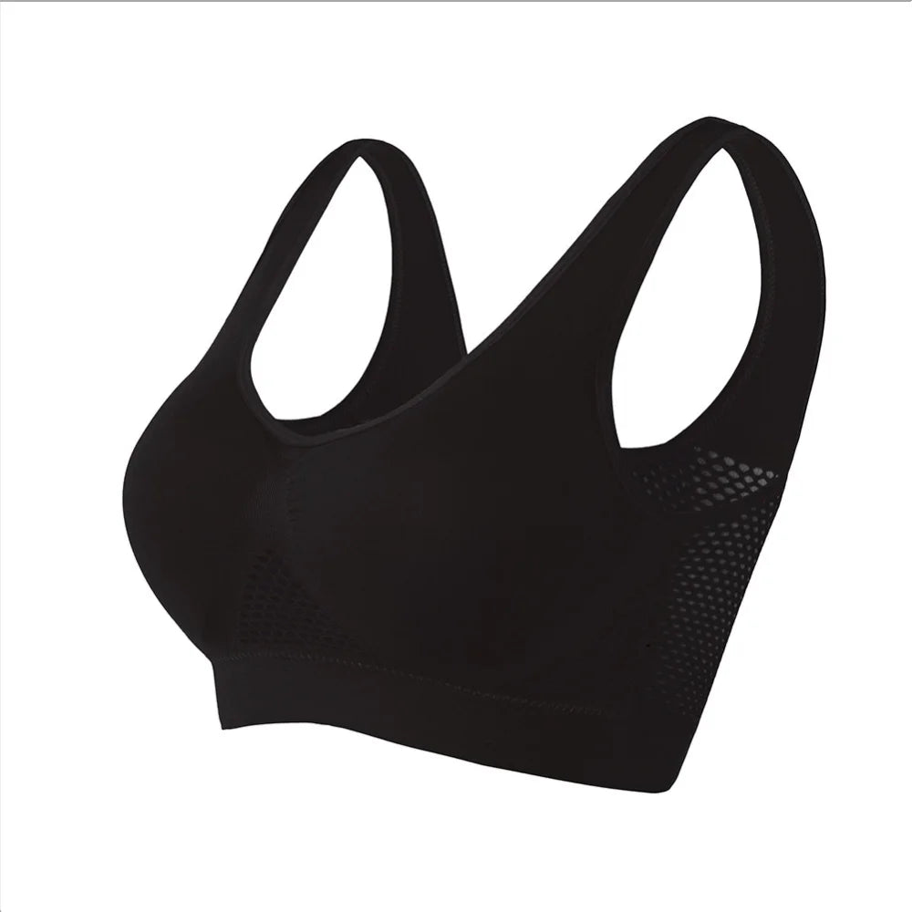 Seamless Mesh Sports Bra for Women – Breathable, Shockproof Wireless Fitness Crop Top (Plus Size up to 6XL)