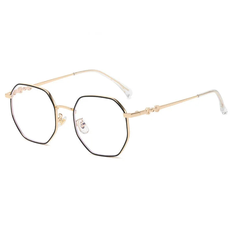 Classic Women’s Blue Light Blocking Round Metal Eyeglasses Frame – Lightweight Alloy Spring Hinge Optical Glasses