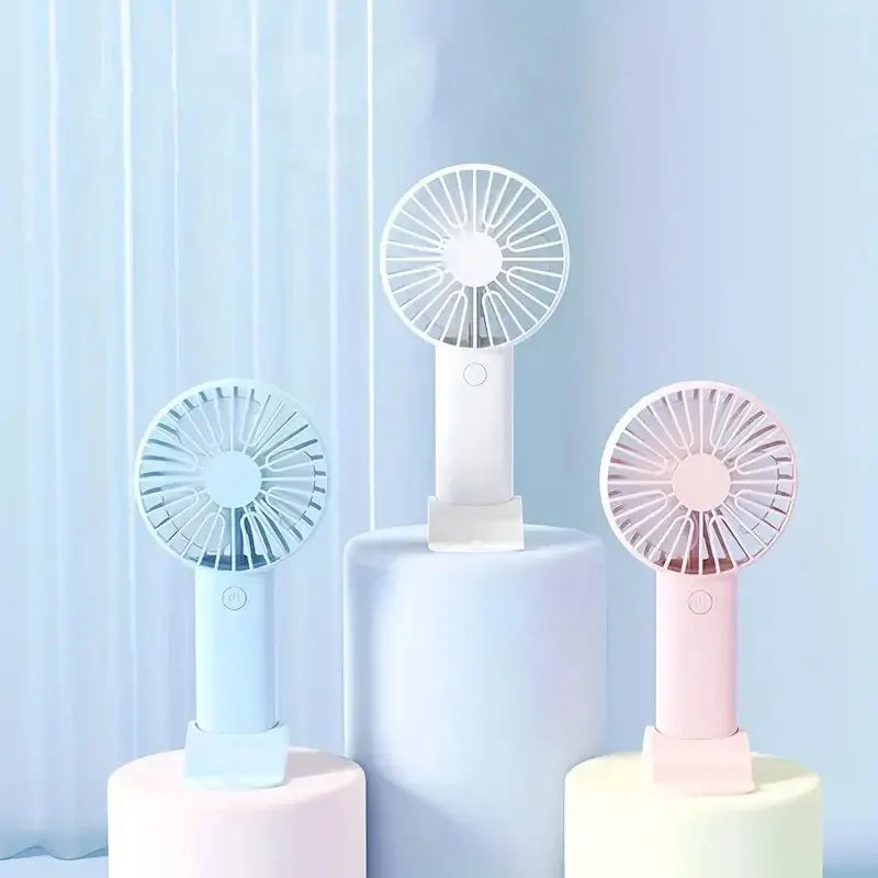 Mini USB Rechargeable Handheld Fan with Phone Holder – 3-in-1 Portable Desktop Cooling Fan, 3-Speed Quiet Mini Fan
