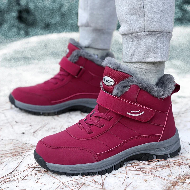 Women’s Winter Snow Boots – Warm Plush Fur Ankle Wedges, Non-Slip Waterproof Combat Hiking Boots