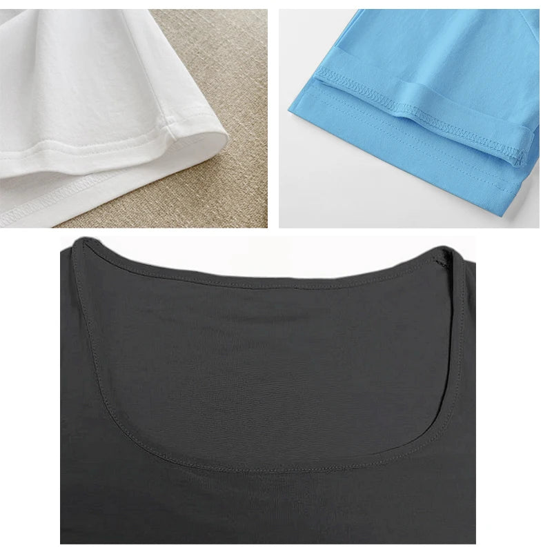 Women’s Summer Slim Fit Square Neck Short Sleeve T-Shirt – Solid Color Y2K Streetwear Sexy Stretch Knit Top