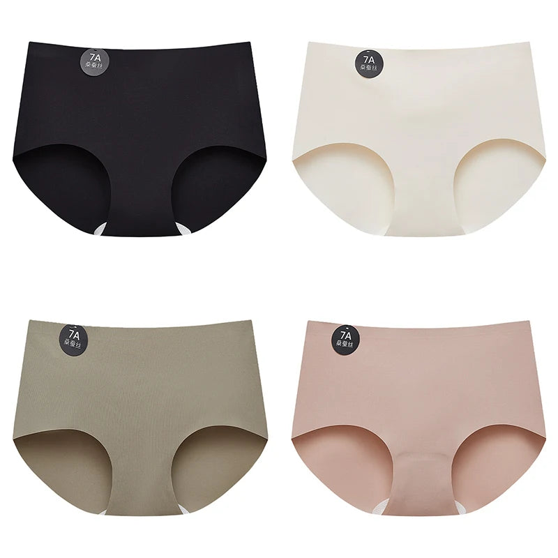 FallSweet 4-Pack Seamless Ice Silk Women’s Panties – Soft Breathable Mid-Rise No-Show Briefs Underwear