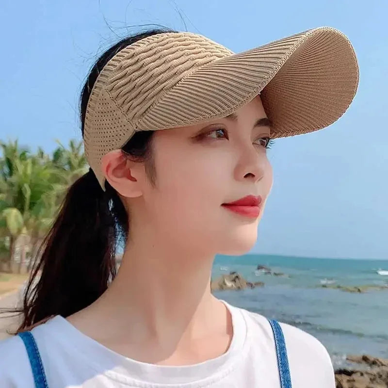 Women’s Anti-UV Breathable Adjustable Sun Visor Hat – Lightweight Outdoor Sports Cap for Tennis, Golf, Running & Beach