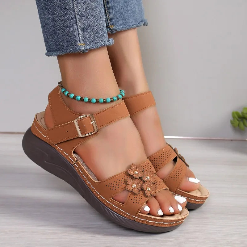 Women’s Orthopedic Wedge Sandals – Soft Soled Wide Toe Beach & Casual Ankle Strap Comfort Shoes