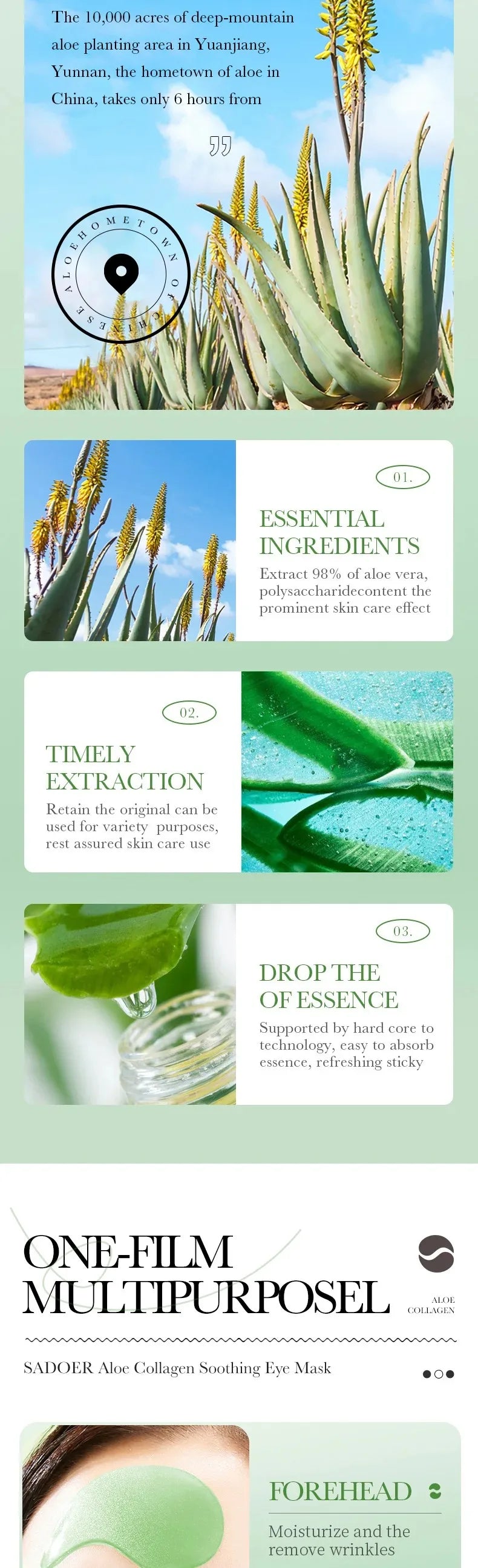 Aloe Vera Collagen Eye Mask (60pcs) – Anti-Dark Circles, Puffiness & Wrinkle Repair Hydrating Under Eye Patches for Firming & Brightening