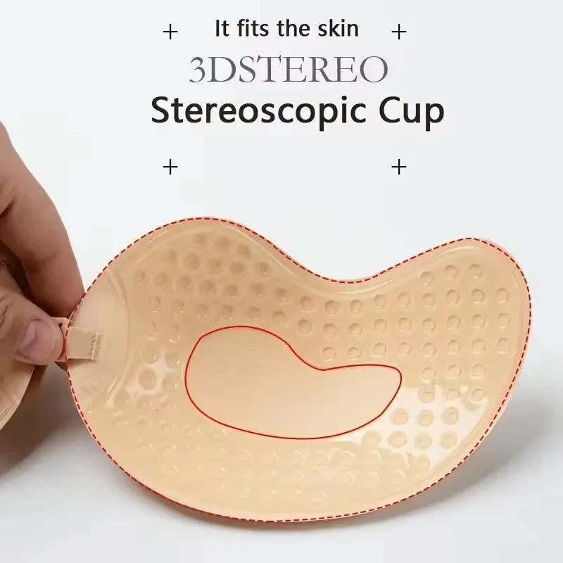 Invisible Silicone Stick-On Push Up Bra – Seamless Strapless Lift Breast Pads, Natural Color Breast Petals for Women (XT-002)