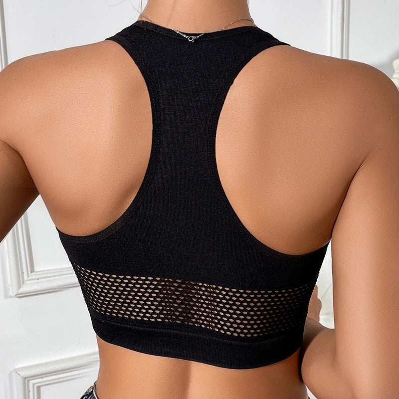 Women Sexy Fishnet Hollow Out Off Shoulder Crop Tank Top – Stretchy Polyamide Sleeveless Camisole Vest