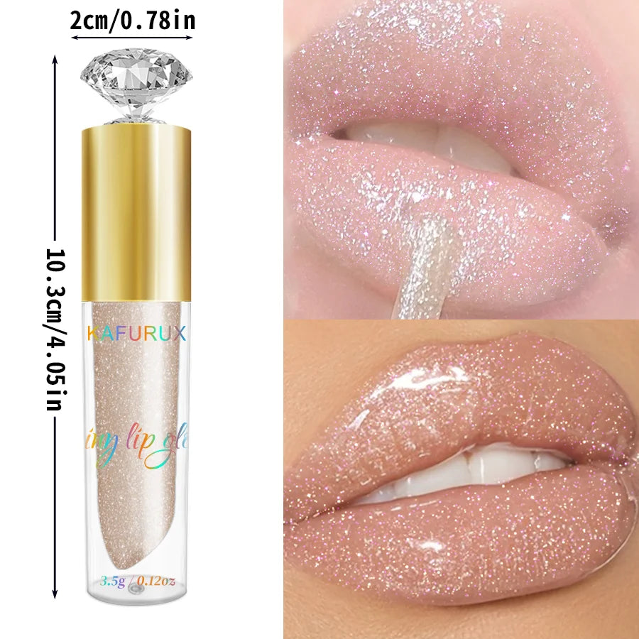 9-Color Diamond Shimmer Glitter Lip Gloss – Moisturizing Long-Lasting Sparkling Liquid Lipstick with Pearl Finish (3.5g)